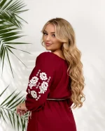 Сукня вишита, (домоткане полотно бордо) "Елегія" - Зображення 3