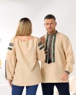 Вишиванки (льон меланж) "Борщівська Квітка" - Зображення 2