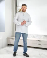 Вишиванка чоловіча, натуральне (домоткане полотно), "Миколай", біле по білому. - Зображення 4