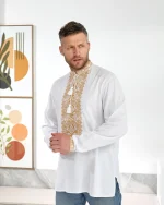 Вишиванка чоловіча "Золотий Франт" (домоткане полотно) - Зображення 8