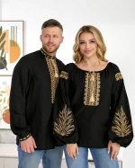 Вишиванки (домоткане полотно чорне) "Любомир+Любава"