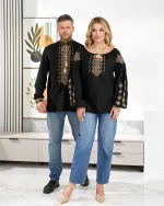 Вишиванки (домоткане полотно чорне) "Любомир+Любава" - Зображення 13