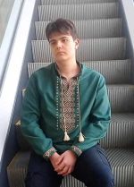 Вишиванка чоловіча "Любомир" з зеленого домотканого полотна - Зображення 2