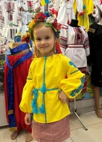 Вишита блуза дитяча, жовте домоткане полотно, "Мрія" - Зображення 8