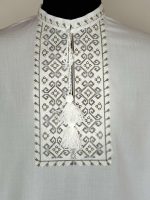 Вишиванка чоловіча, (білий штапель), "Коловорот", короткий рукав - Зображення 6