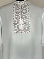 Вишиванка чоловіча, (білий штапель), "Коловорот", короткий рукав - Зображення 9