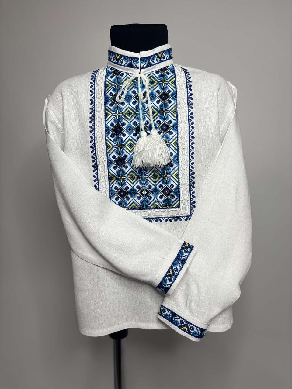 6530287202_vishivanka-dlya-hlopchikiv Вишиванка для хлопчиків "Стефан" з білого льону - Зображення 1