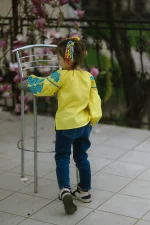 Вишита блуза дитяча, жовте домоткане полотно, "Мрія" - Зображення 3