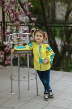 Вишита блуза дитяча, жовте домоткане полотно, "Мрія" - Зображення 12
