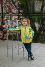 Вишита блуза дитяча, жовте домоткане полотно, "Мрія" - Зображення 14