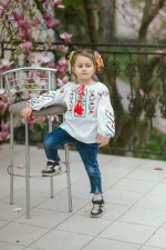 Вишиванка дитяча, домоткане полотно, "Польові квіти" - Зображення 8