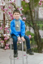Вишиванка для хлопчиків "Стефан" з блакитного льону - Зображення 2