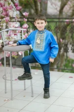 Вишиванка для хлопчиків "Стефан" з блакитного льону - Зображення 6