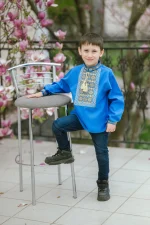 Вишиванка для хлопчиків "Стефан" з блакитного льону - Зображення 8