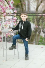 Вишиванка для хлопчиків "Еней" з чорного домотканого полотна - Зображення 7