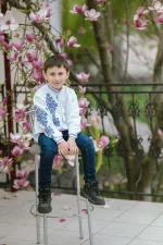 Вишиванка для хлопчиків "Еней" з білого домотканого полотна - Зображення 2