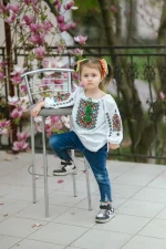 Вишиванка дівоча (біле домоткане полотно) "Феєрія" - Зображення 13