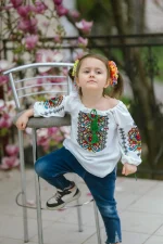 Вишиванка дівоча (біле домоткане полотно) "Феєрія" - Зображення 15