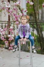 Вишиванка дитяча з домотканого полотна "Лавандова Феєрія" - Зображення 5