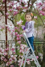 Вишиванка дитяча з домотканого полотна "Лавандова Феєрія" - Зображення 8