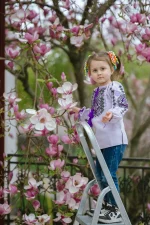Вишиванка дитяча з домотканого полотна "Лавандова Феєрія" - Зображення 11