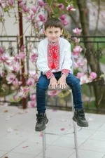 Вишиванка для хлопчиків (домоткане полотно), Тризуб - Зображення 2