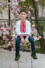 Вишиванка для хлопчиків (домоткане полотно), Тризуб - Зображення 3