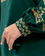 Вишиванка жіноча (зелене домоткане полотно) "Пташка Золото" відкл.комір - Зображення 9
