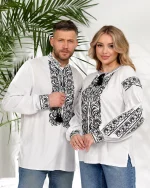 Вишиванки "Святослав+Святослава" з білого льону, чорна вишивка - Зображення 11