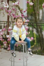 Вишиванка дитяча з білого домотканого полотна "Колоски", вишивка жовта. - Зображення 12