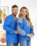 Вишиванки (домоткане полотно блакитне) "Стефан+Стефанія" - Зображення 6