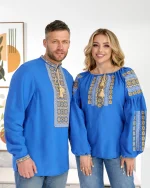 Вишиванки (домоткане полотно блакитне) "Стефан+Стефанія" - Зображення 12