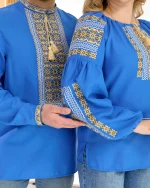 Вишиванки (домоткане полотно блакитне) "Стефан+Стефанія" - Зображення 2