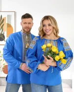 Вишиванки (домоткане полотно блакитне) "Стефан+Стефанія" - Зображення 4