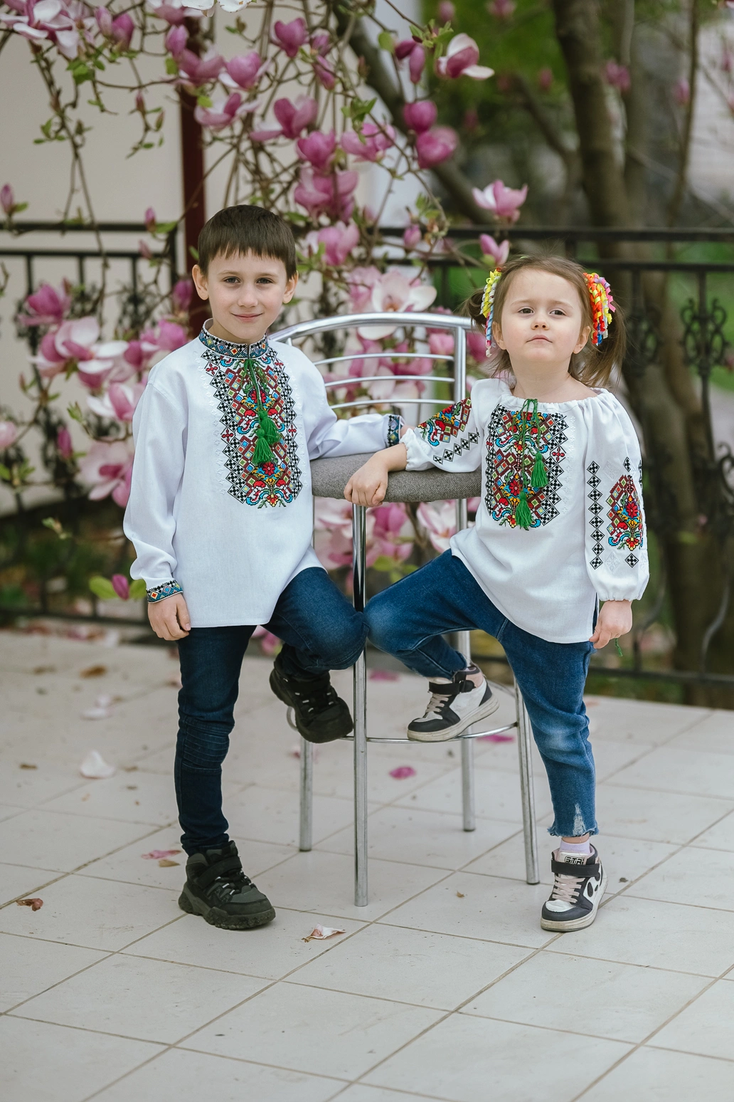 DSC_4874_результат Вишиванки дитячі, пара (біле домоткане полотно) "Феєрія+Франт" - Зображення 1