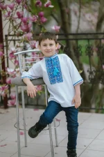 Вишиванка для хлопчиків, домоткане полотно, "Серця" - Зображення 7