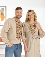 Вишиванки (сорочка та сукня) з льону "Дубки/Калина" - Зображення 3